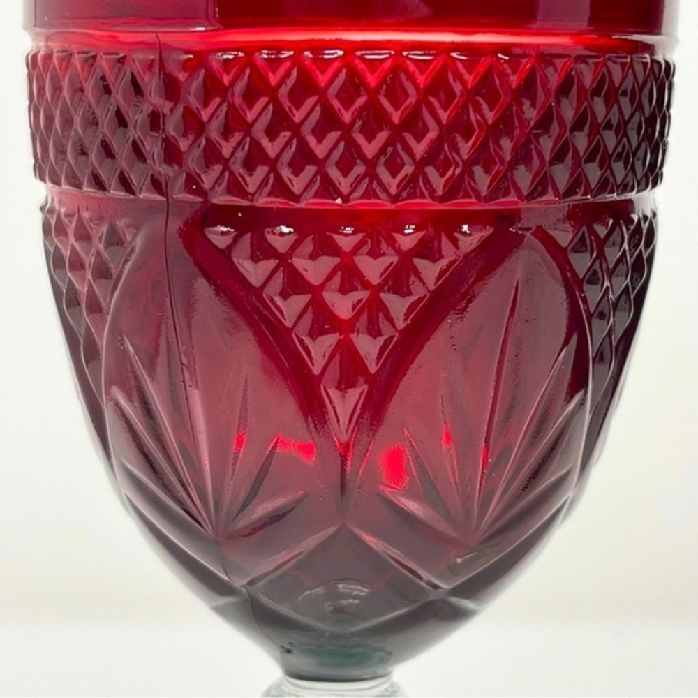 Vintage‎ Ruby Red Clear Lumiarc Cristal d’Arques French Water/Wine Goblet 8”Tall - Picture 2 of 9